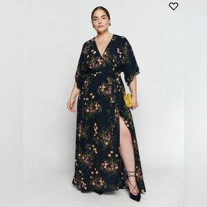 Reformation Navy Floral Maxi Dress